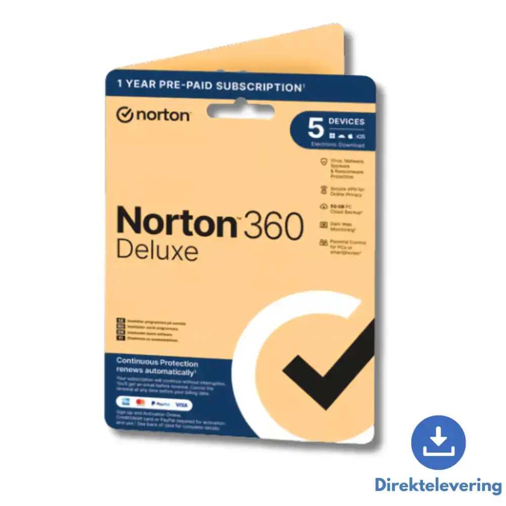 Norton 360 Deluxe | 1 År | 5 Enheder (DK)