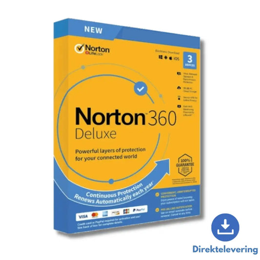 Norton 360 Deluxe Antivirus - Komplet beskyttelse for 3 enheder